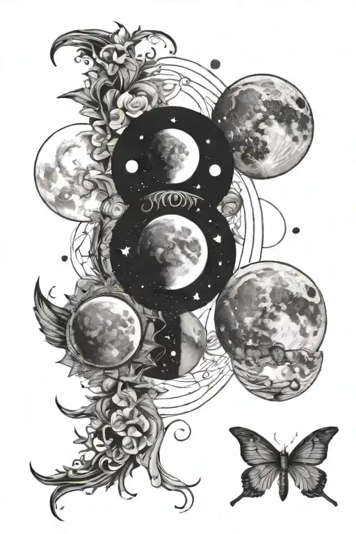 lunar phases tattoo design idea