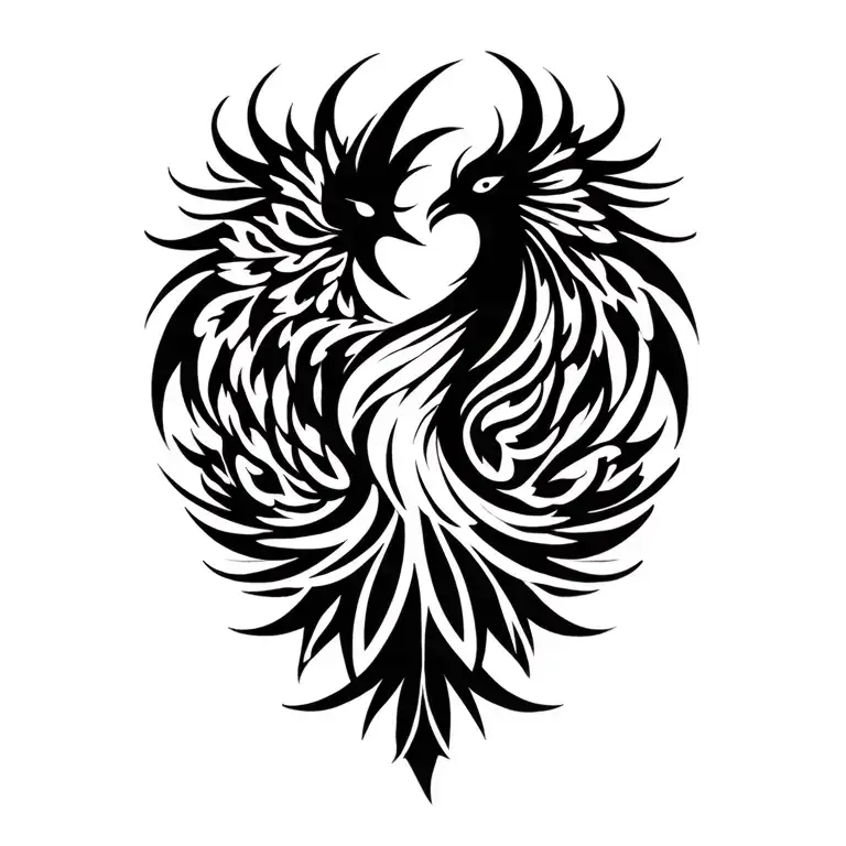 phoenix silhouette tattoo design idea