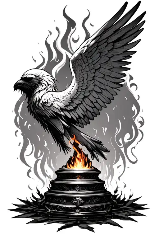 winged inscet funeral pyre sleep token tattoo design idea