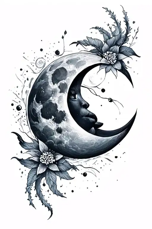 Luna and sea tattoo design idea