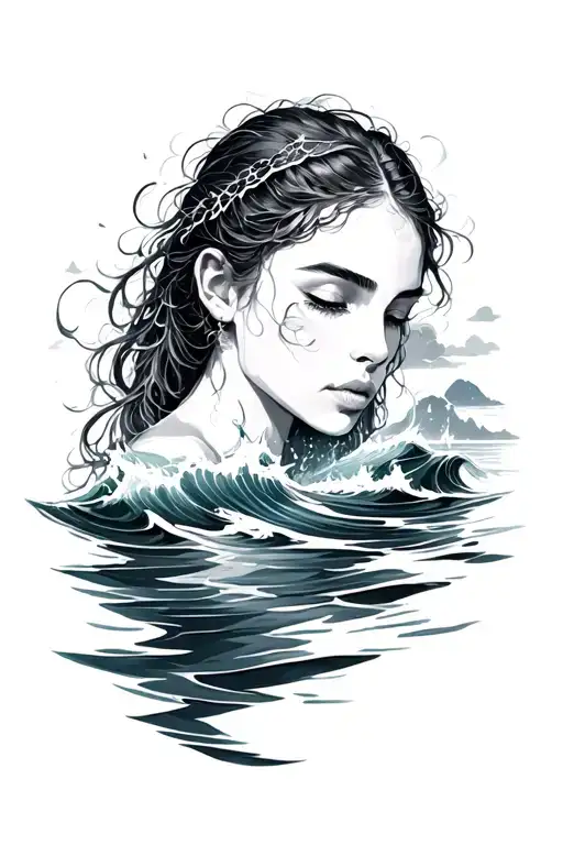 strength and calm ocean waters tattoo design idea