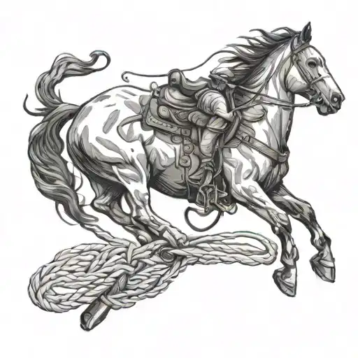 western roping cattle tattoo design idea