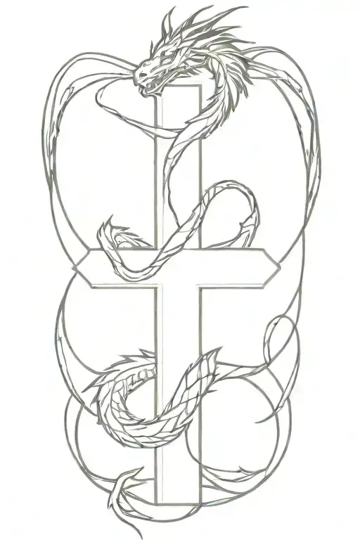 dragon wrapping around a cross tattoo tattoo design idea