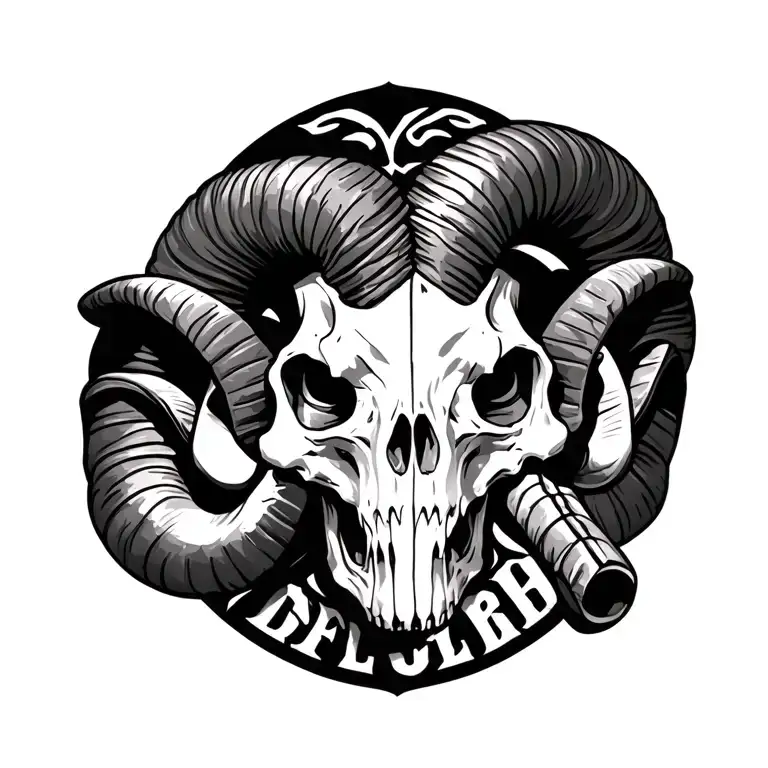 aries ram skull tattoo design idea