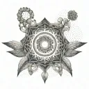 Perceptions of reality; Multiverse theory - multiple realities; Buddhist concept of oneness of self and environment tattoo design idea