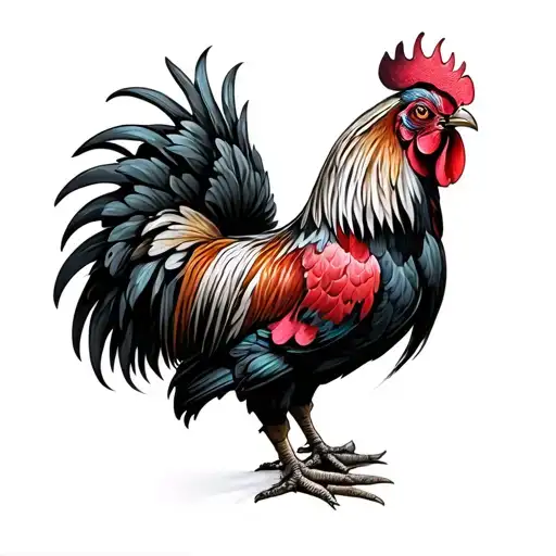 rooster fighting tattoo design idea