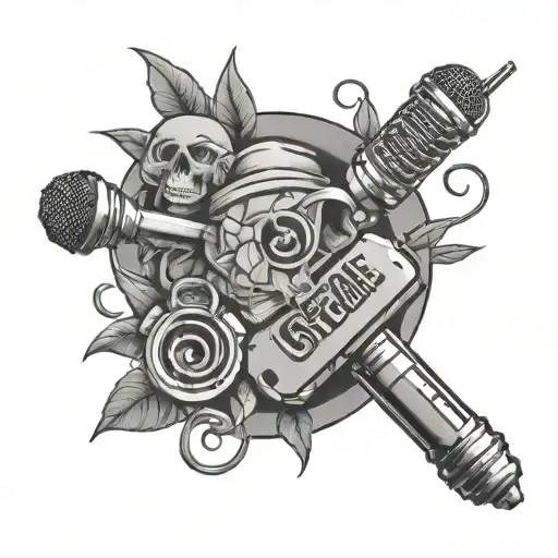 GTG with money and microphone tattoo design idea