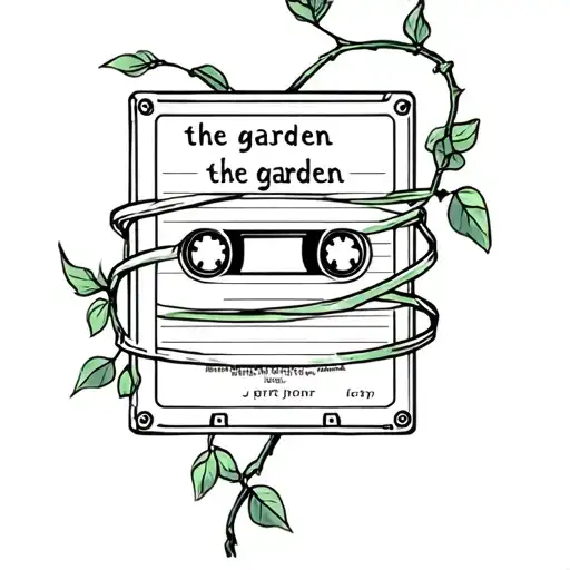 cassette tape with the words the garden on it and a vine wrapped around it tattoo design idea