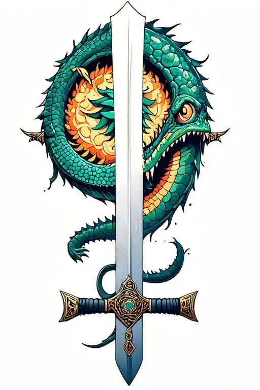 alligator samurai sword tattoo design idea