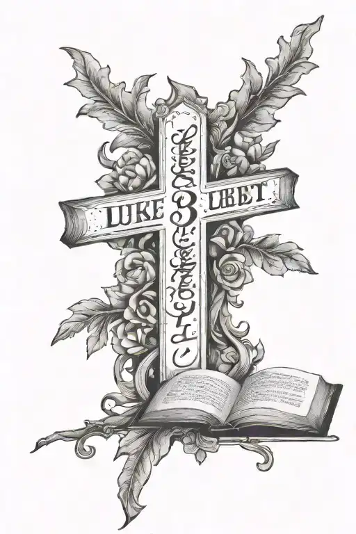 Luke 1:37 bible verse with cross tattoo design idea