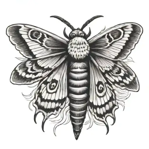 deaths head hawk moth flying tattoo design idea