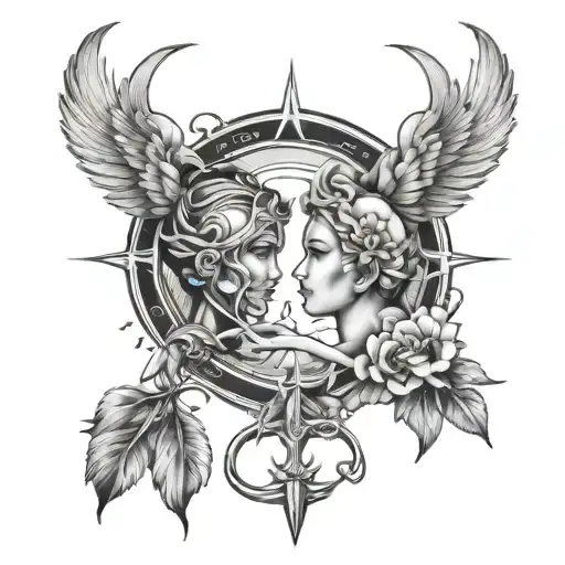 cancer & virgo zodiac sign tattoo design idea