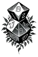 d20 dice surrounded by vines tattoo design idea