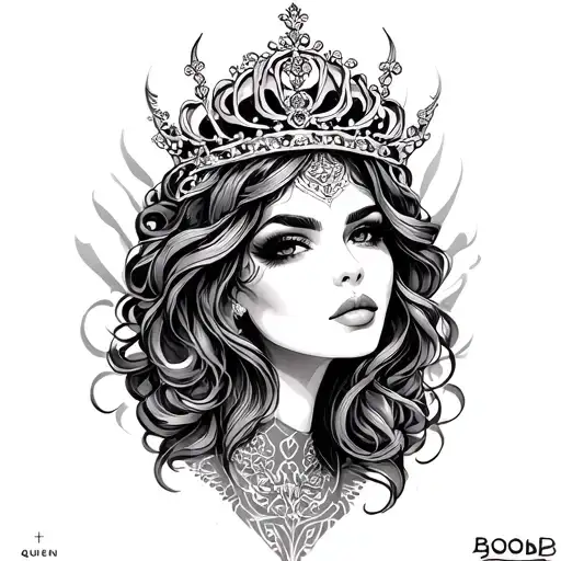 Boob Queen tattoo design idea