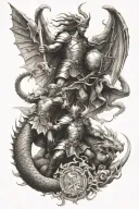 St. Florian and St. Michael fighting death and a dragon tattoo design idea
