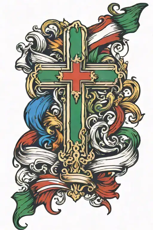 cross with italian flag tattoo design idea