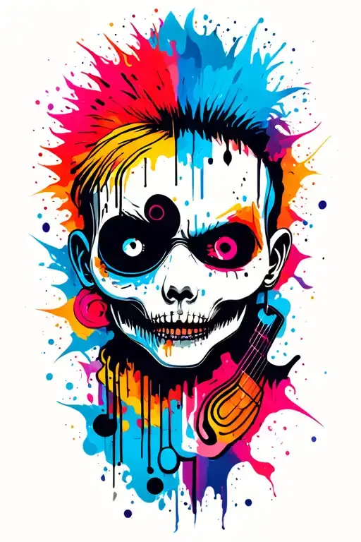 punk mix music tattoo design idea