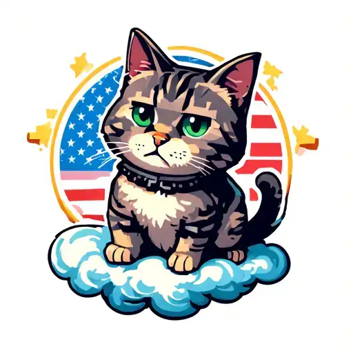 Minecraft cat sitting on wrap around cloud tattoo design idea