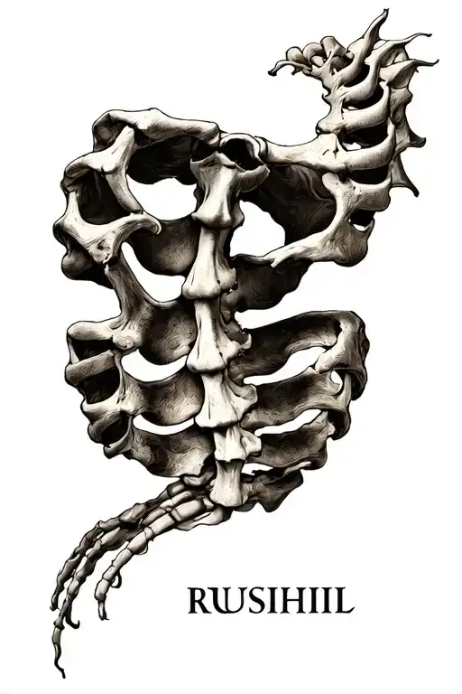 "Rushil" Spinal tattoo: Detailed tattoo design idea