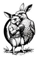 boxing kangaroo facing a boxing eagle tattoo design idea