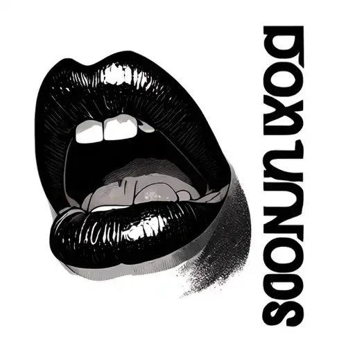 "No Condoms " sexy mouth amd lips open mouth surrounded tattoo design idea