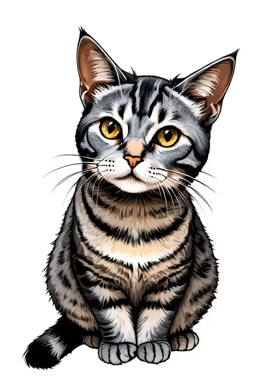 gray tabby cat tattoo design idea