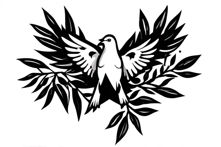 peace dove holding olive branch tattoo design idea