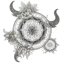 Intricate mandala incorporating elements of Taurus, Libra, Virgo, and Capricorn tattoo design idea