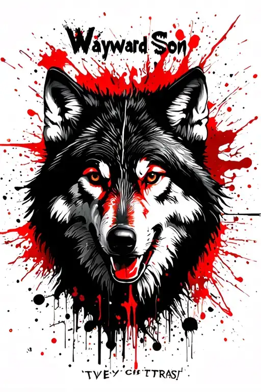 Wolf and text Wayward son tattoo design idea
