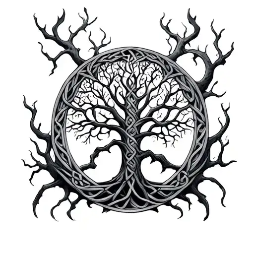dullahan celtic tree of life tattoo design idea