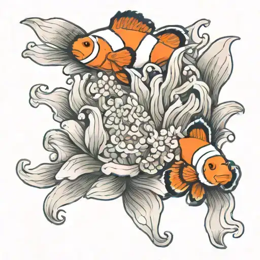 clownfish in an anemone tattoo design idea