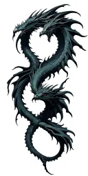 twin dragons helix tattoo design idea