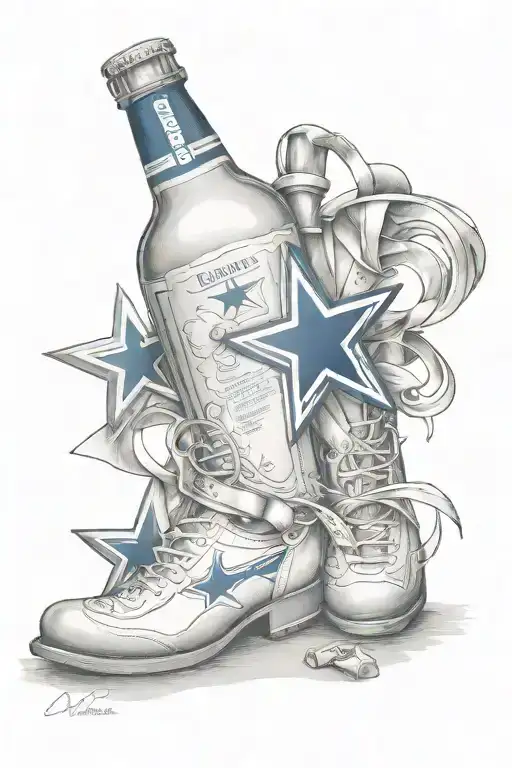 memorial for Dad, Dallas cowboys and bud light beer tattoo design idea