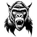 Gorilla head roaring tattoo design idea
