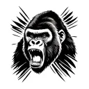 Gorilla head roaring tattoo design idea