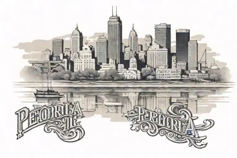 Peoria IL skyline tattoo design idea