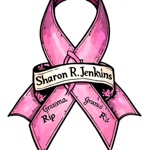 "Sharon R. Jenkins " rip grandma breast cancer ribbon tattoo design idea