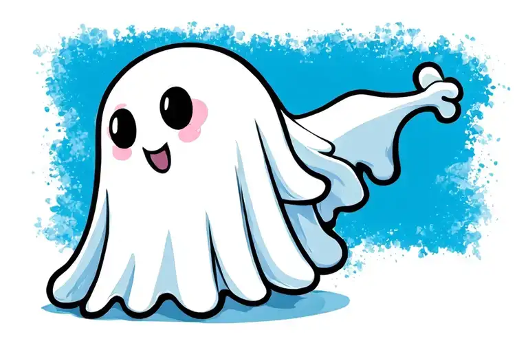 cute tall cartoon ghost tattoo design idea