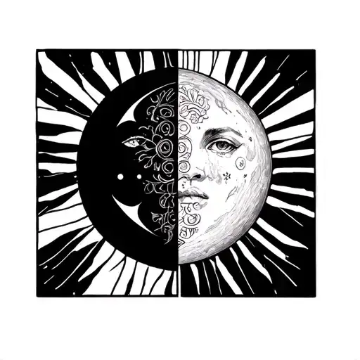 The birthday December 18, 1965 and April 25, 2000 in Roman numerals, incorporate it into half moon and half sun  tattoo design idea