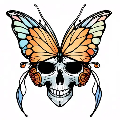 create me a tattoo butterfly skull with fairy wings tattoo design idea