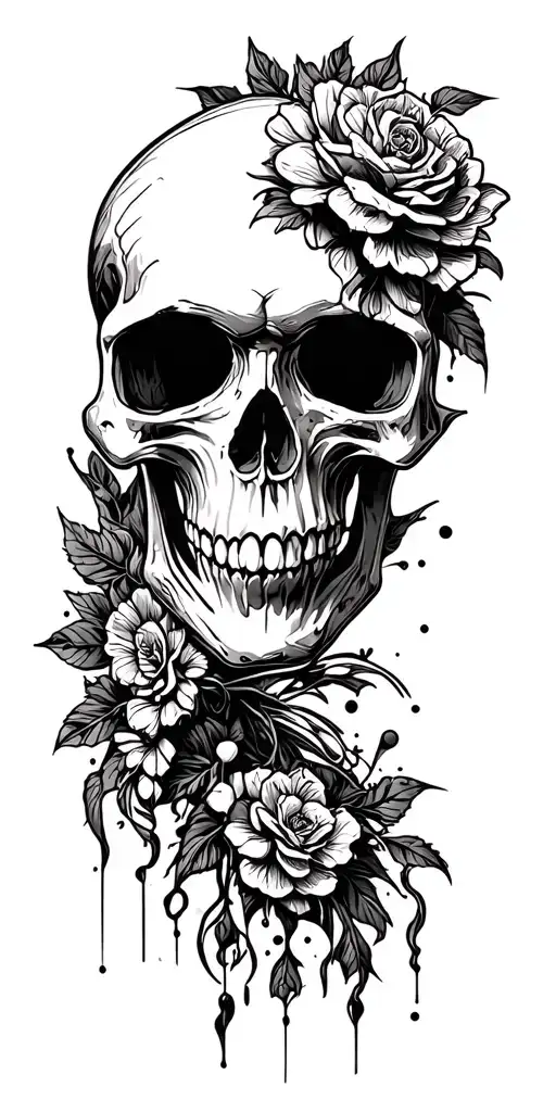 skull soft shading incorporating elements tattoo design idea