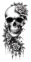 skull soft shading incorporating elements tattoo design idea