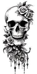 skull soft shading incorporating elements tattoo design idea