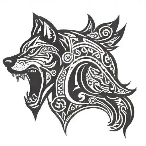 tribal wolf tattoo design idea