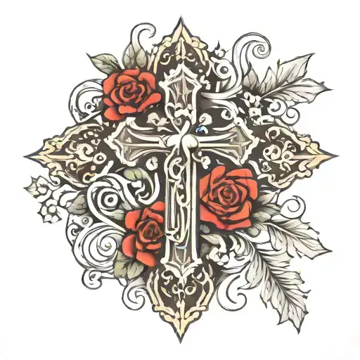 cross with the name tattoo design idea