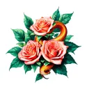 Snake Roses tattoo design idea