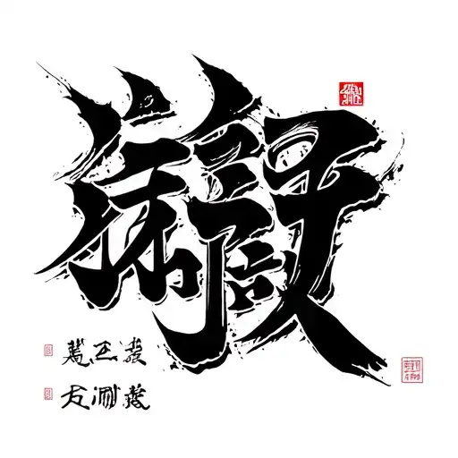 show me a picture with the word kaizen in chinese as a tattoo on one breast and make the letters a little more thug styl tattoo design idea