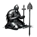 Templar Knight Kneeling Praying celtic armor tattoo design idea