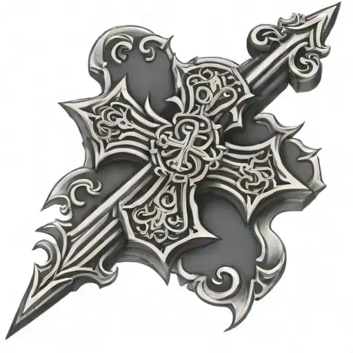 orthodox cross with a lot of detail tattoo design idea