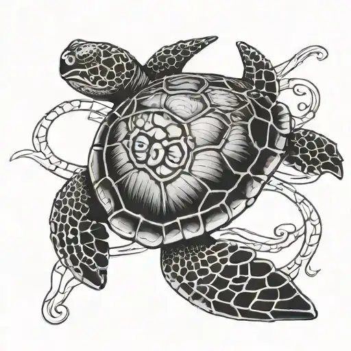 tribal Sea Turtle tattoo design idea